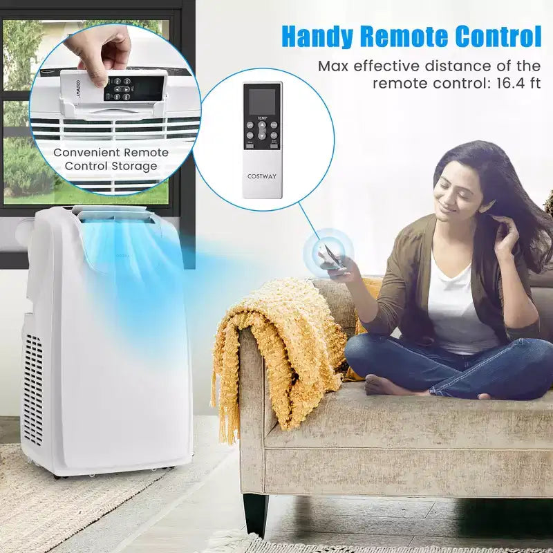 Costway Climatizzatore Portatile a Doppio Tubo da 8000 BTU (11.500 BTU ASHRAE) Unità AC 3-in-1 con Telecomando