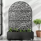 MAYEERTY 72x47 Fioriera ad Arco Nera in Ferro con Traliccio, Set da 3 Pezzi Schermo Decorativo da Giardino per Patio e Balcone