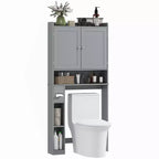 HOMCOM Armadietto da Bagno Salvaspazio Sopra il Water, Mobile Bagno con 2 Ante, Porta Carta Igienica, Organizzatore per Bagno Verticale Indipendente