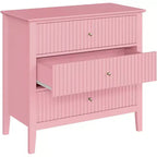 Cassettiera Heynemo a 3 Cassetti, Comodino in Legno Verniciato Alto 76 cm con Contenitore, Ampio Cassettone Moderno con Guide a Sfera