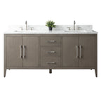 Mobile lavabo doppio Vanity Art 72 per bagno con piano in marmo composito