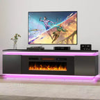 Mobile TV Skyzoo con camino elettrico per TV fino a 80" con luci a LED e 4 prese CA, console TV per soggiorno
