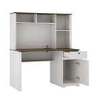 Scrivania moderna da 130 cm con libreria e scaffali, scrivania da ufficio con ampio spazio di archiviazione, scrivania per studio, sala lettura