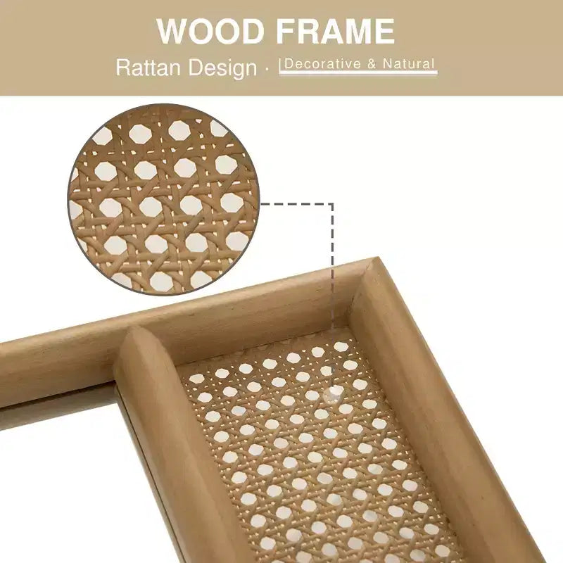 Specchio da parete marrone con cornice in legno ad arco intagliata classica e base in rattan, 37 pollici L x 71 pollici A