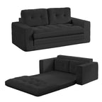 Mjkone Divano letto futon convertibile 2 in 1 da 180 cm, in tessuto a coste, pieghevole, con bottoni trapuntati, divanetto salvaspazio