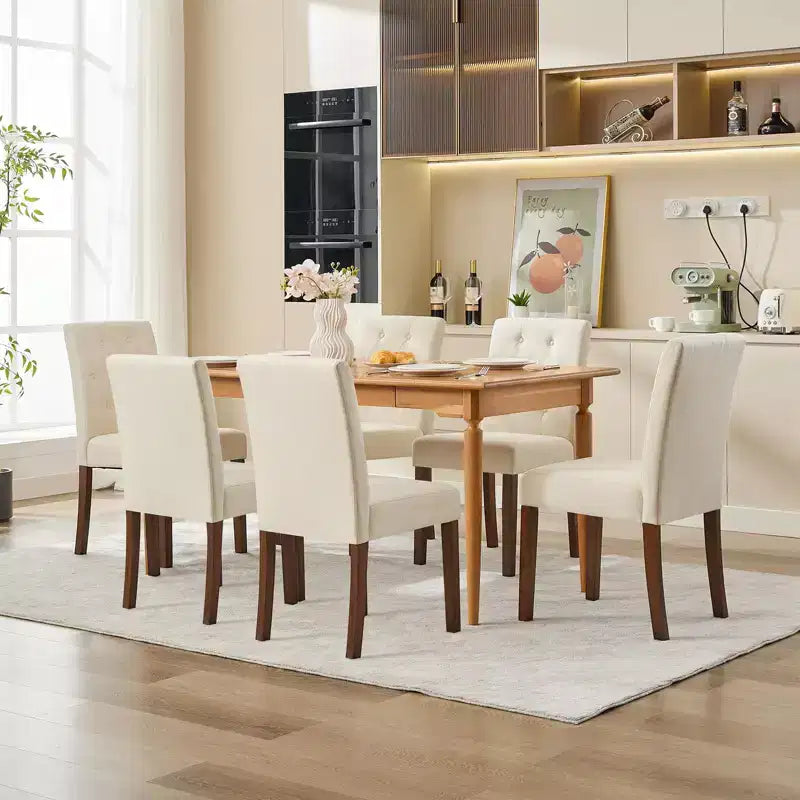 Set di 6/4 sedie da pranzo Parsons con bottoni trapuntati - Sedie da cucina imbottite in tessuto con gambe in legno e sedili imbottiti - Mobili per soggiorno e cucina