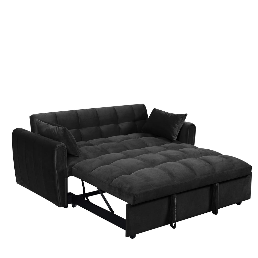 64,96 Velvet Divano Letto Convertibile 3-in-1 con Schienale Regolabile, Tasca Portaoggetti e Capacità di Carico di 227 kg