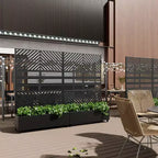 MAYEERTY Fioriera con traliccio in ferro nero Linea parallela 01 Stile combinato classico a persiana 183x119x41 cm Set da 3 pezzi