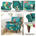 Poltrona Araceli Tradizionale in Legno Imbottita Floreale con Schienale Alto e Borchie | ART OF LIVING DESIGNS