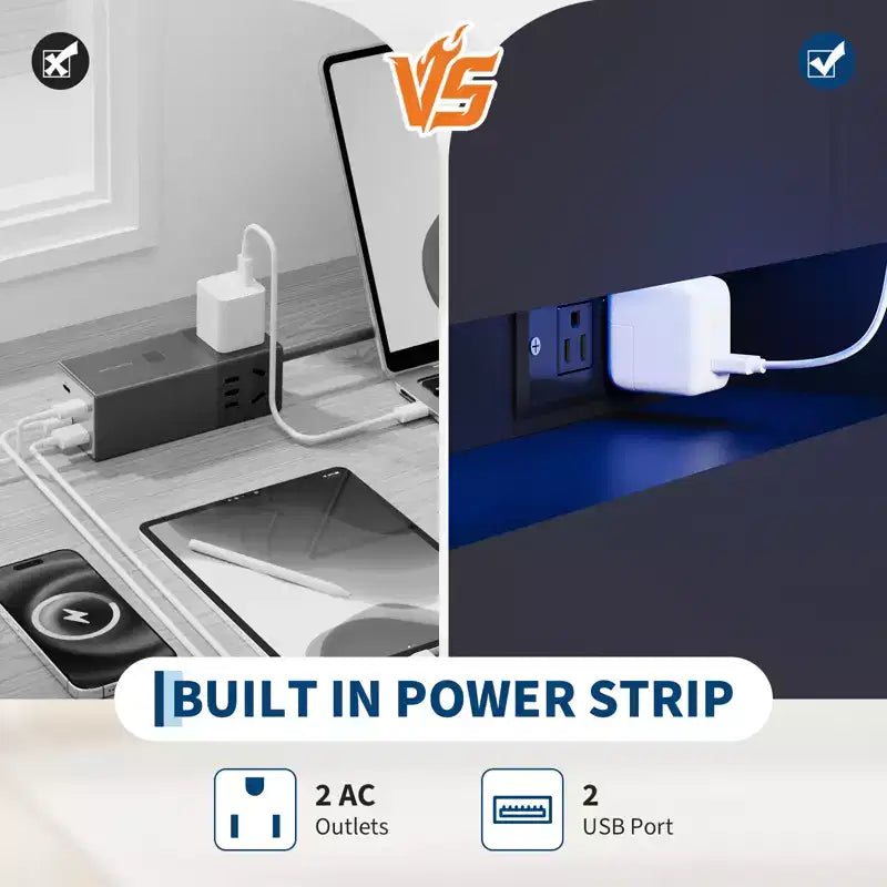 Mobile TV moderno con 6 cassetti e luci LED, bancone galleggiante per caffè/bar, per soggiorno, centro di intrattenimento