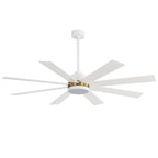Ventilatore da soffitto nero da 65 pollici a 8 pale con luce LED e telecomando
