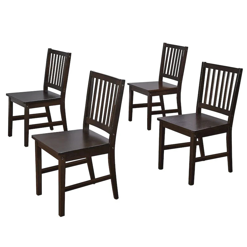 Set di 4 sedie da pranzo con schienale a doghe in legno massello, struttura robusta, design classico, facile montaggio