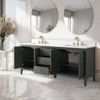 Mobile lavabo doppio Vanity Art 72 per bagno con piano in marmo composito