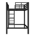 Letto a soppalco in metallo salvaspazio con doppia scaletta e ringhiere, nero - ModernLuxe