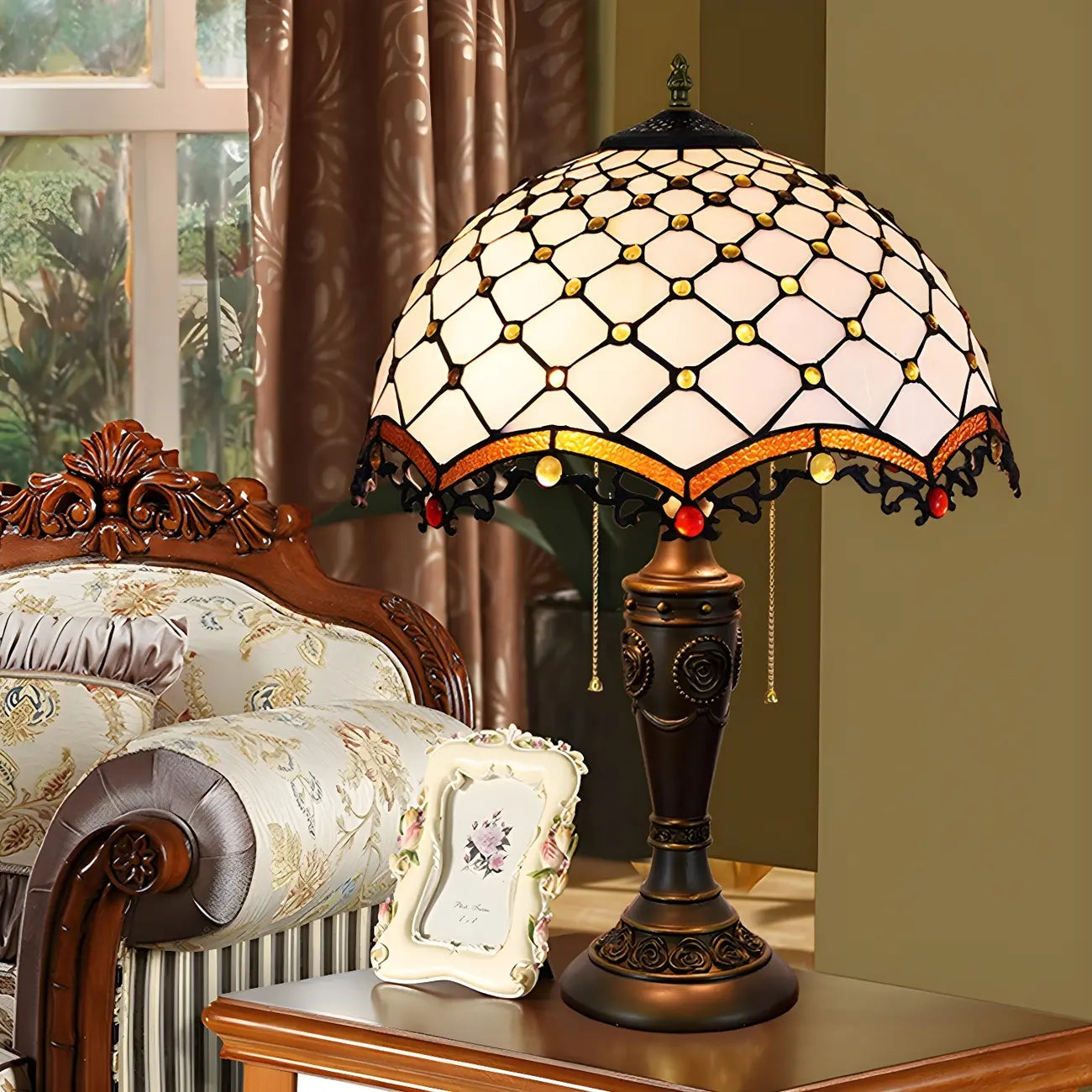 Lampada da tavolo HomeyFad a 2 luci, vintage, con cupola in vetro inossidabile