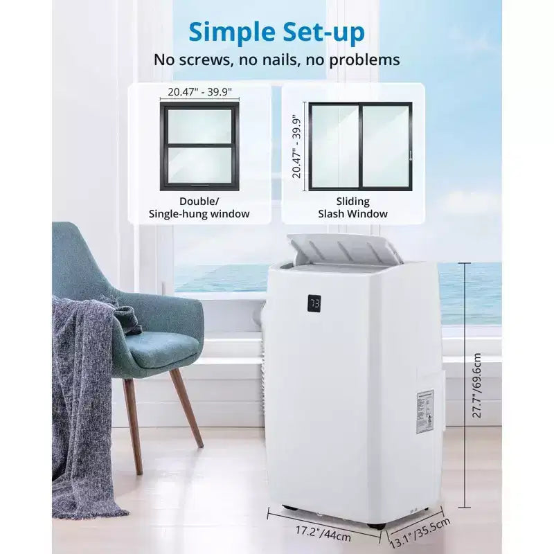 Condizionatore Portatile da 14000 BTU, Condizionatore con Telecomando, Funzione Raffreddamento, Ventilazione e Deumidificazione, Modalità Notte/Timer 24 ore, Raffredda 700 Sq.ft