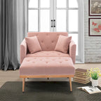 Divano letto-poltrona in velluto trapuntato con piedini color oro rosa per salotto