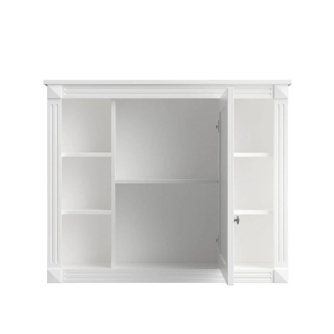 Mobile Bagno Moderno da 90cm con Lavabo Integrato e Specchiera, 2 Ante e 2 Cassetti