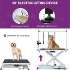 Tavolo professionale elettrico per toelettatura cani di grossa taglia, tavolino per toelettatura per animali domestici resistente con braccio per toelettatura in alluminio - 127 cm (50'') di larghezza