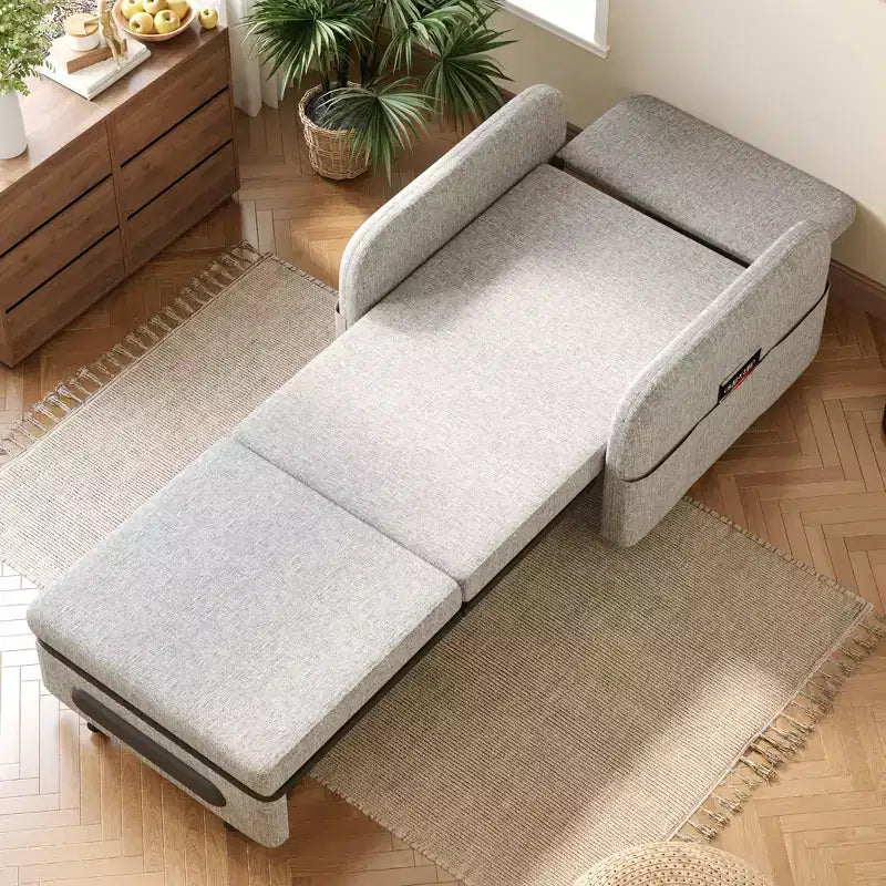 Gaoyangjiaju Poltrona Letto Trasformabile 3 in 1 con Cassetto Contenitore - Divano Letto Estraibile con Tasca Laterale e Cuscino - Grigio
