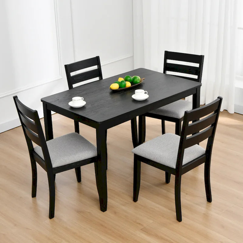 Sedie da pranzo in legno con schienale a doghe, set da 4