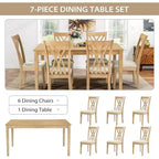 Zevemomo Set da Pranzo da 7 Pezzi in Legno Massello con 6 Sedie Imbottite, Set Tavolo e Sedie Salvaspazio, per Sala da Pranzo, Cucina, Colore Legno Naturale
