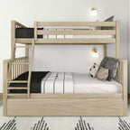 Max & Lily Letto a Castello Singolo su Una Piazza e Mezza con Letto Estraibile, Letti a Castello in Legno Massello Stile Scandinavo per Bambini