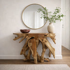 Consolle in Teak Organico con Base Scultorea - Ingresso