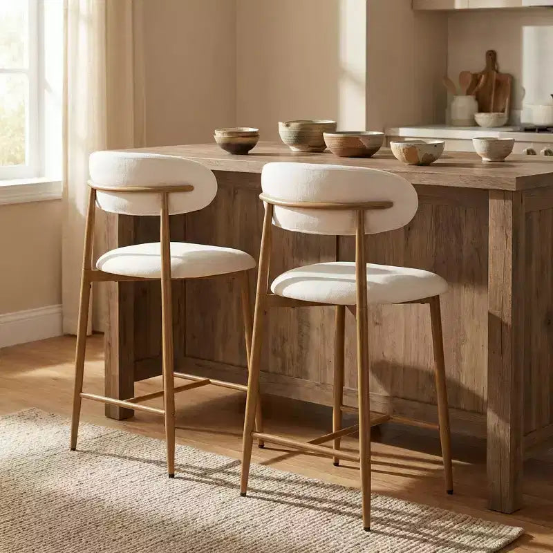 Sgabello da bar altezza bancone con seduta imbottita e gambe in metallo, sedia moderna per isola cucina da 26,3 pollici