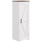 Mobile Contenitore Rustico HOMCOM con Ripiano Regolabile, Credenza ad Anta Unica in Stile Fattoria per Soggiorno, Mobile Dispensa da Terra, Bianco