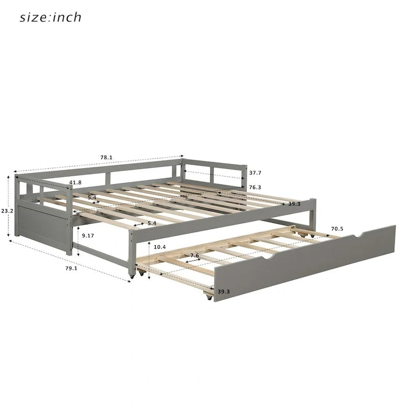 Divano Letto Estensibile con Letto Estraibile, Divano Letto in Legno con Letto Estraibile