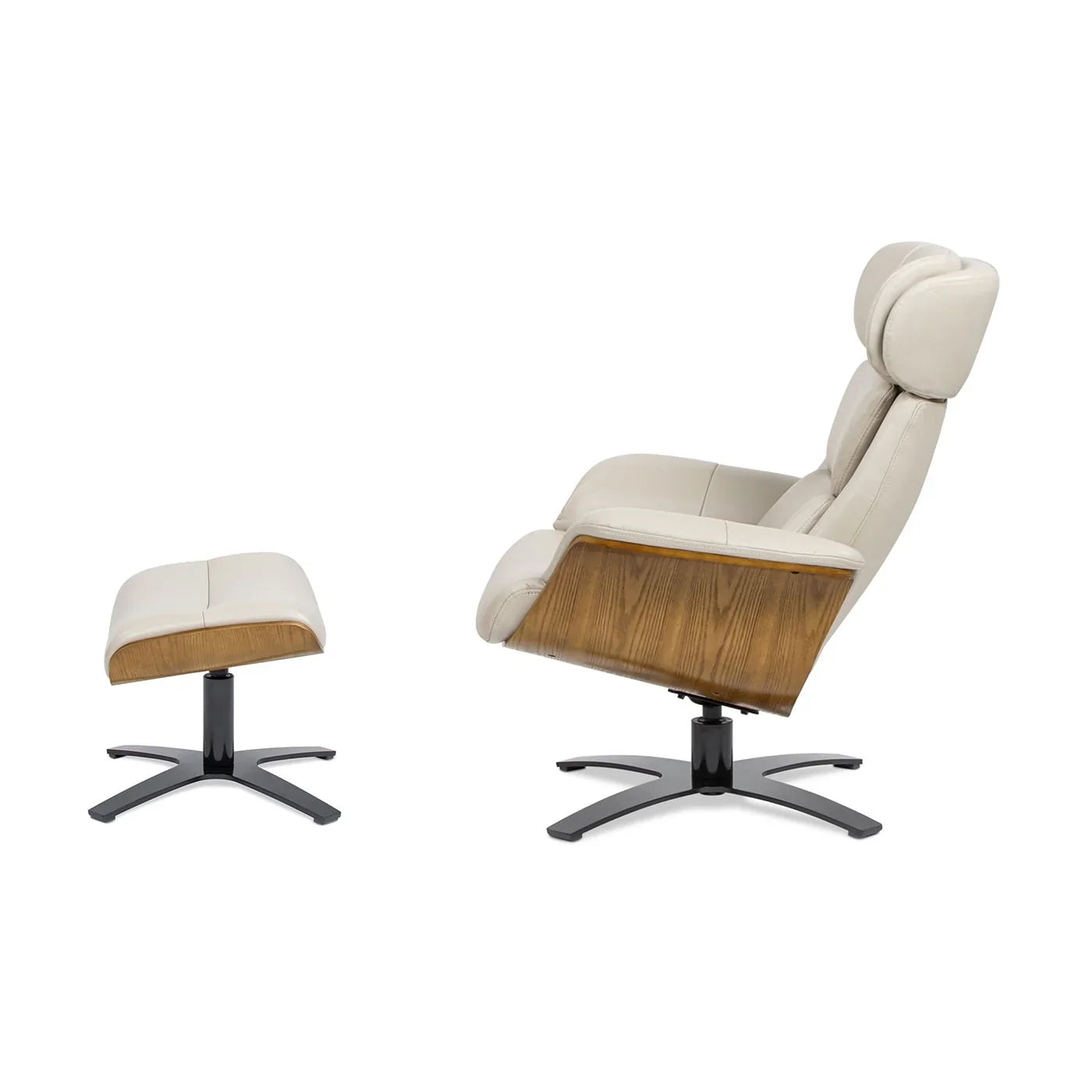 Jovan 31.5 Poltrona reclinabile in vera pelle con pouf