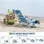 Acekool, confezione da 2 sedie a sdraio leggere con schienale, pieghevoli in 5 posizioni, piatte per adulti con cinghie, portabicchieri e barra porta asciugamani, portata 136 kg