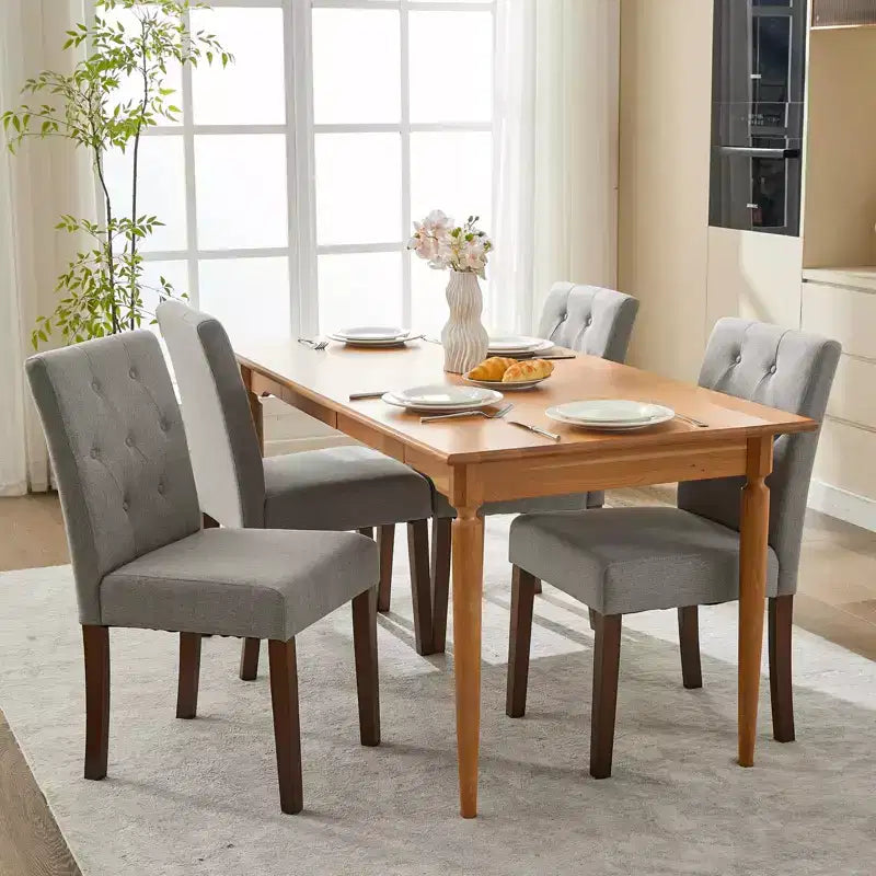 Set di 6/4 sedie da pranzo Parsons con bottoni trapuntati - Sedie da cucina imbottite in tessuto con gambe in legno e sedili imbottiti - Mobili per soggiorno e cucina