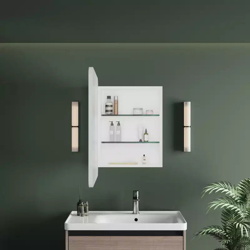 Mobiletto a specchio a LED nero/bianco/oro, anta singola, cerniera sinistra o destra, a incasso o a parete