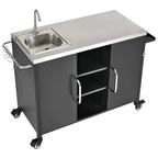 Isola cucina da esterno con lavello, Lavello portatile da esterno con 4 ruote bloccabili