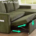 Divano Letto Estraibile 2 in 1 Dyonery con Chaise Longue Contenitore e USB, Divano Angolare in Velluto a Coste per Soggiorno