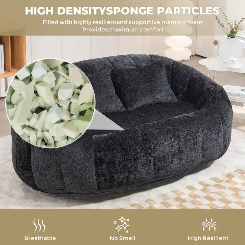 GDFStudio - Divano Pigro a 2 Posti Laurel Chenille con Schiuma ad Alta Densità e Comfort Extra Large