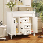Mobile Bagno Moderno da 90cm con Lavabo Integrato e Specchiera, 2 Ante e 2 Cassetti