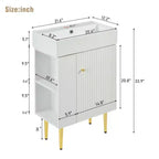 21.6 Mobile da bagno bianco, Mobile combinato, Armadietto contenitore per bagno, Lavabo singolo in ceramica, Vano contenitore a sinistra