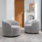 Poltrona girevole a barilotto imbottita KINWELL da 34 pollici (Set di 2)