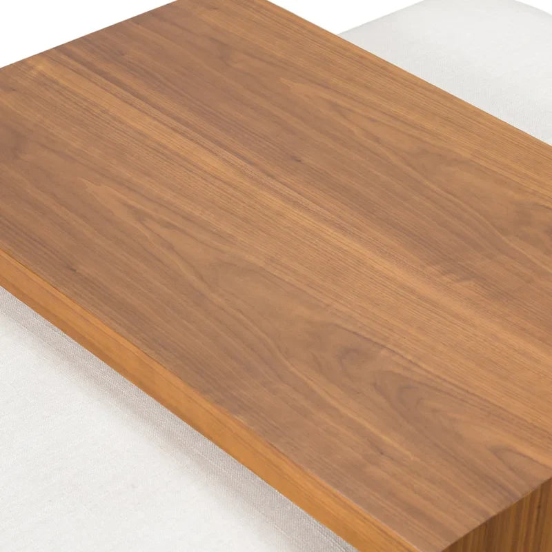 Pouf Jarmo Poly & Bark con Tavolino Regolabile in Noce - Vera Pelle Italiana Pieno Fiore