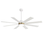 Ventilatore da soffitto nero da 65 pollici a 8 pale con luce LED e telecomando
