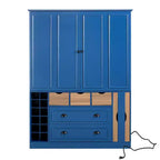 Whisen Armadio Dispensa per Cucina Autoportante Alto 180 cm, Grande Credenza Contenitore per Sala da Pranzo con 4 Ante Pieghevoli, Ripiani, Portabottiglie