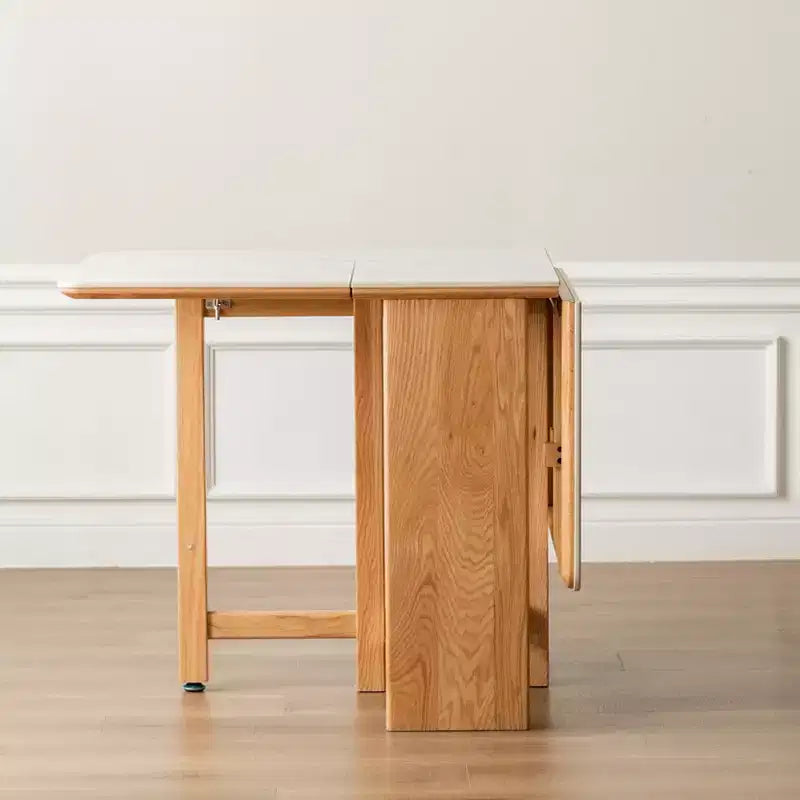 GDFStudio Agatha Tavolo Pieghevole Moderno in Legno Massello per 4-6 Persone con Piano in Lastra di Roccia