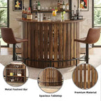 Mini Bar a 4 Livelli a Forma di Arco, Tavolo Bar Moderno Rustico con Poggiapiedi e Costruzione in MDF
