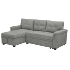 Divano componibile convertibile reversibile con letto estraibile, chaise longue con contenitore nascosto e gambe durevoli