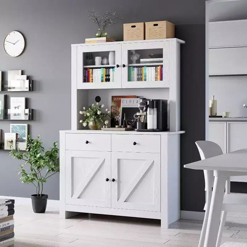 Mobile Dispensa da Cucina con Supporto per Microonde, Credenza con Mobile Buffet e Ripiani Regolabili, per Cucina, Sala da Pranzo