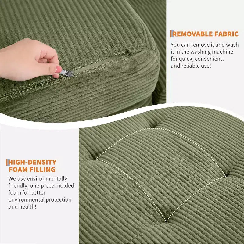 SunnyFurn Materasso a Tre Pieghe da 6 Pollici per Divano Letto, 75X54.3 Letto Pieghevole in Schiuma per Ospiti con Tessuto a Coste Trapuntato, Portatile per Campeggio, Soggiorno, Camera da Letto
