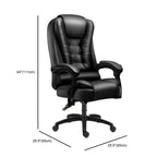 Sedia da ufficio girevole ergonomica in pelle nera con poggiapiedi